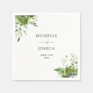 Grüne Florale Moderne Elegante Hochzeit Serviette