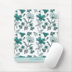 Grüne florale nahtlose Muster personalisierter Nam Mousepad
