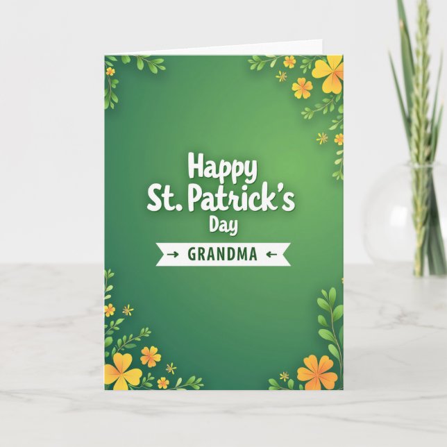 Grüne Florale Oma St. Patrick Karte (Vorderseite)