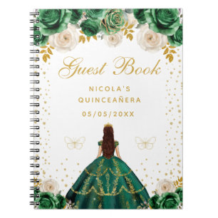 Grüne Florale Prinzessin Quinceañera Notizblock