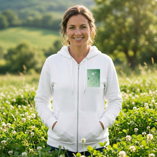 Grüne florale Schwünge und weiße Blüten Hoodie