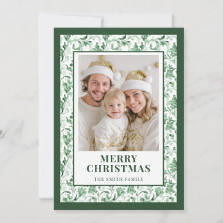 Grüne florale Toile-Weihnachts-Foto-Feiertagskarte Feiertagskarte