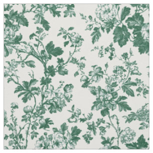 Grüne Floralzweig-Toile-Muster Stoff