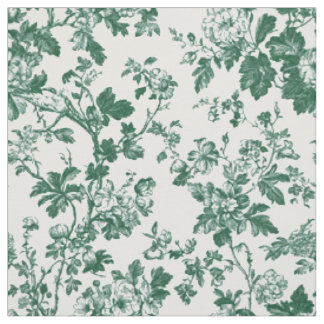 Grüne Floralzweig-Toile-Muster Stoff