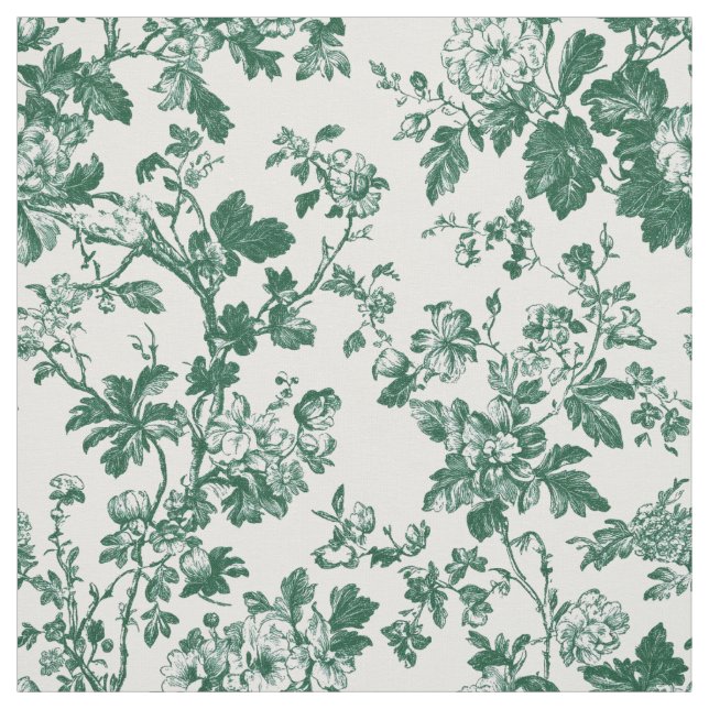 Grüne Floralzweig-Toile-Muster Stoff (Muster)