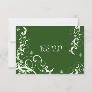 Grüne Flourish-Hochzeitsempfangs-RSVP Einladung