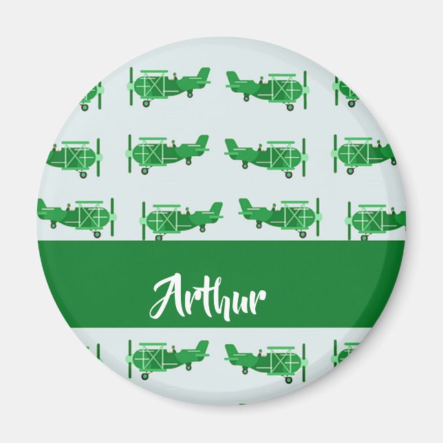Grüne Flugzeuge in blau Magnet (Vorne)