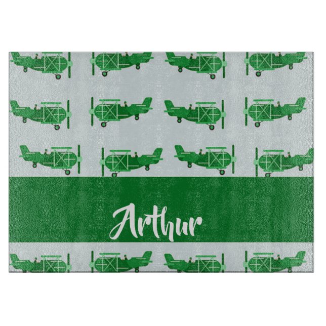 Grüne Flugzeuge in blau Schneidebrett (Vorderseite)