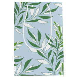 Grüne Foliage Muster Elegant Grün Blau Mittlere Geschenktüte