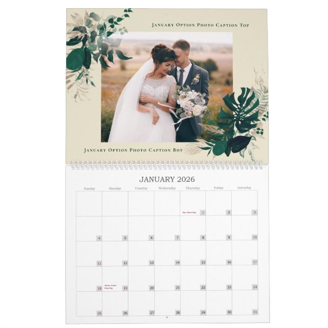 Grüne Foliage Neugeborene Hochzeit-Fotos im ersten Kalender (Jan 2026)