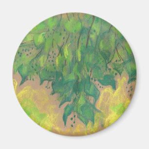 Grüne Foliage, pastellfarbene zeichn, Lebenszeichn Magnet