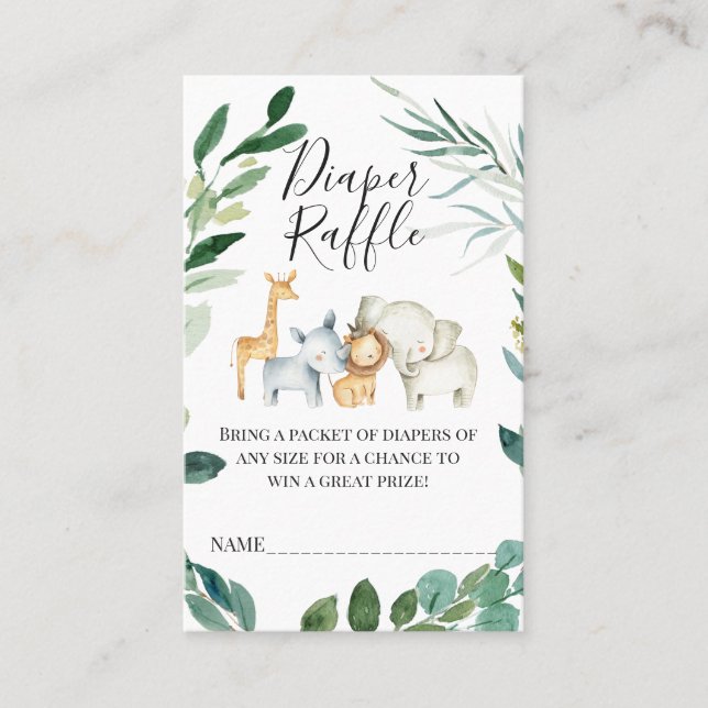 Grüne Foliage Safari Tiere Papierwickler Beilage Visitenkarte (Vorderseite)