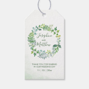 Grüne Foliage Wreath Gastgeschenk Hochzeit Geschenkanhänger