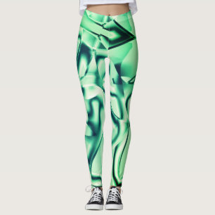 Grüne Formen aus Acryl, mit Pfefferminztönen Leggings