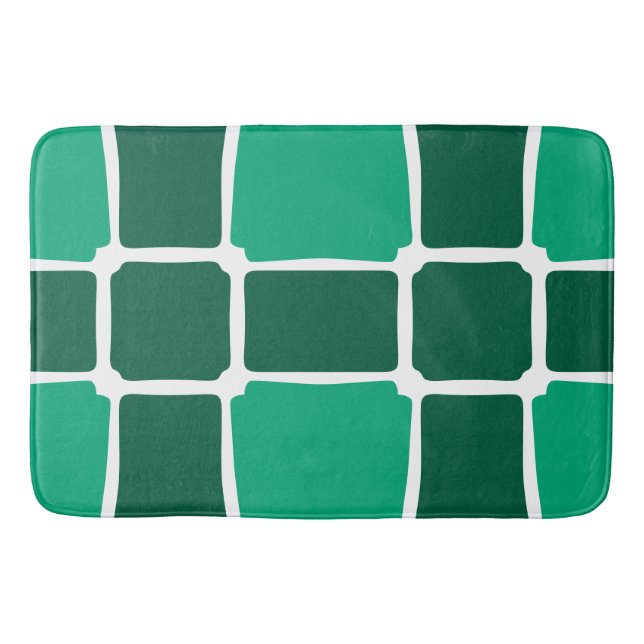 Grüne Formen Quadrate fett asymmetrisch Badematte (Vorderseite)