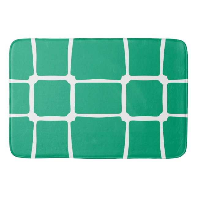 Grüne Formen Quadrate fett asymmetrisch Badematte (Vorderseite)