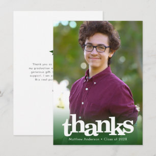 Grüne Foto-Abschlussfeier fette Typografie modern Dankeskarte