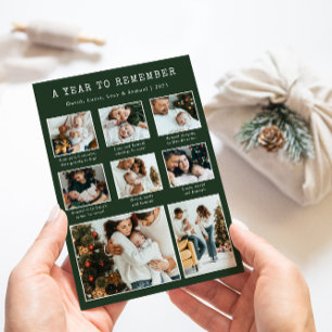 Grüne Foto-Collage Moderne Weihnachtskarte Feiertagskarte