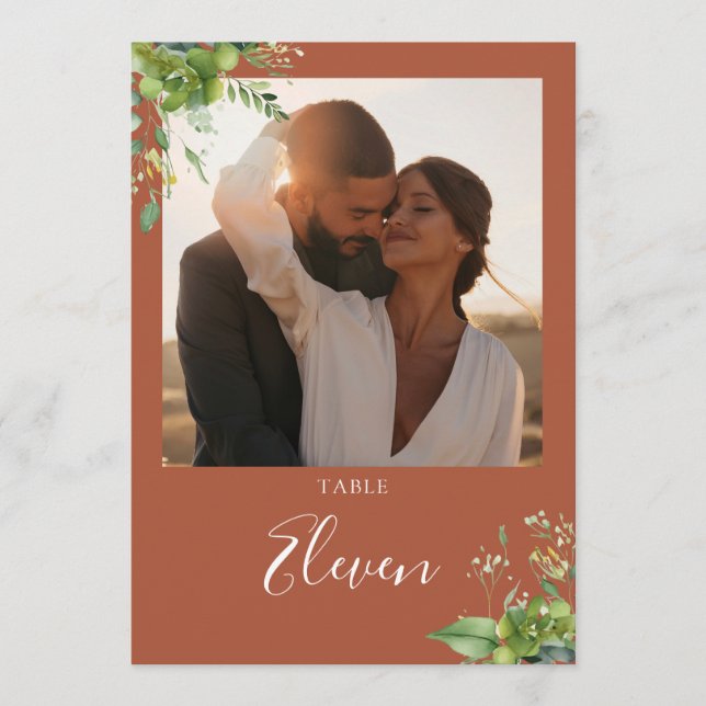 Grüne Foto Florenz Terracotta Tischnummer (Vorderseite)