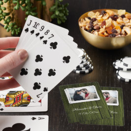 Grüne Foto-Hochzeitskarten aus Holz Spielkarten