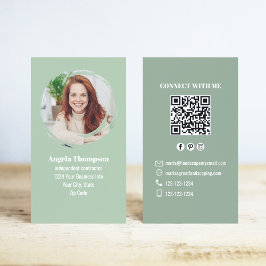 Grüne Foto-QR-Code Verbinde dich mit mir Geschäft Visitenkarte