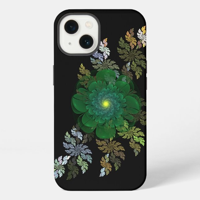 Grüne Fraktalblume  iPhone Hülle (Rückseite)