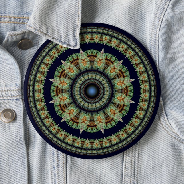 Grüne fraktale Feen-Mandala Button (Beispiel)