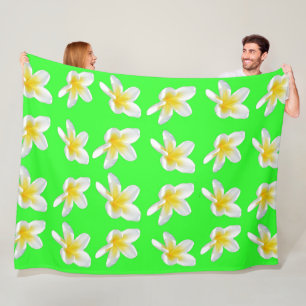 Grüne Frangipani-Freude, großes Fliesblanket. Fleecedecke