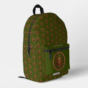 Grüne Frau - Holz Bedruckter Rucksack