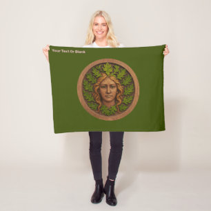 Grüne Frau - Holz Fleecedecke