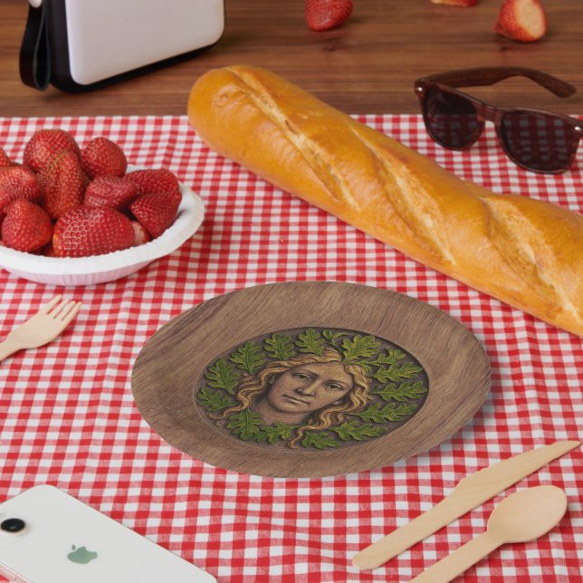 Grüne Frau - Holz Pappteller (Picknick)
