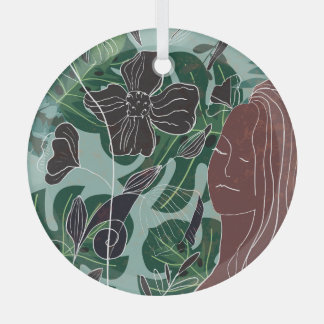 Grüne Frau, Moderne Vintage Illustration. Ornament Aus Glas