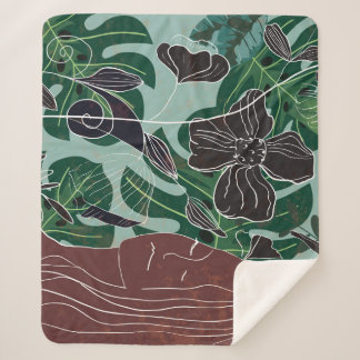 Grüne Frau, Moderne Vintage Illustration. Sherpadecke