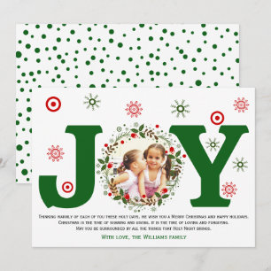 Grüne Freude und Weihnachts-Blumenkranz Foto Feiertagskarte