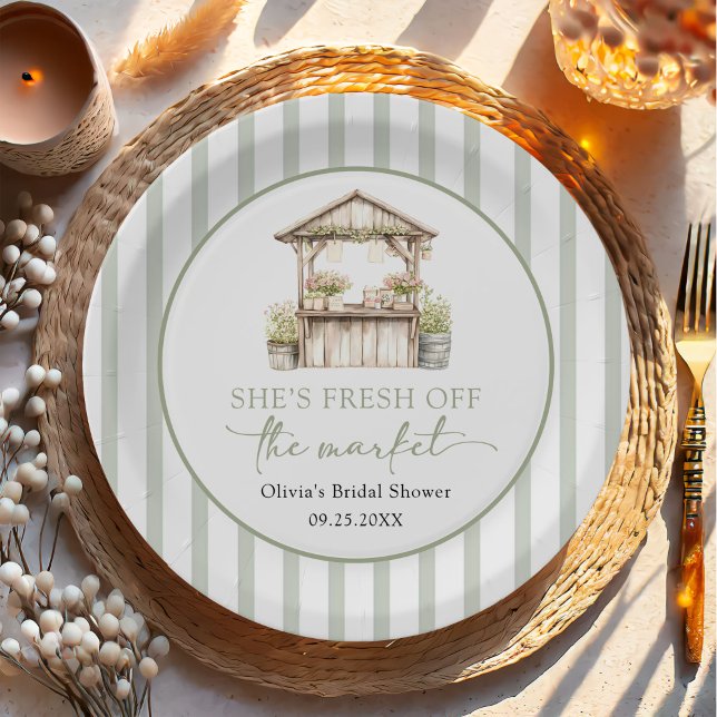 Grüne Frisch Vom Markt Brautparty Pappteller (Von Creator hochgeladen)