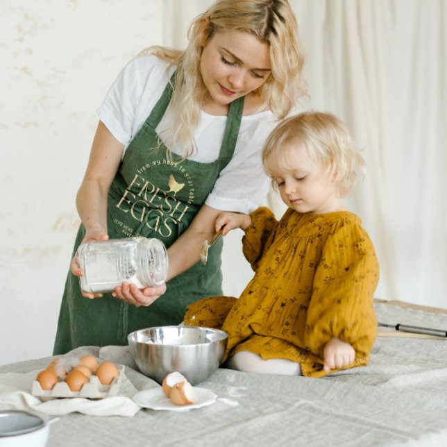 Grüne frische Eier Goldene Hühner-Schürze Schürze (Von Creator hochgeladen)