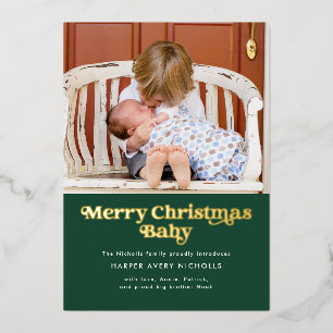 Grüne Frohe Weihnachten Baby Folie Geburtsanzeige Folien Feiertagskarte