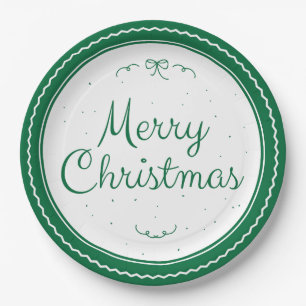 Grüne Frohe Weihnachten Stempel Papier Teller