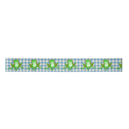 Grüne Frösche auf Gingham Satinband