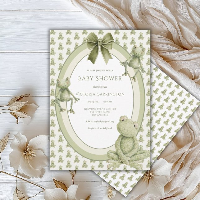 Grüne Frösche Whimsical Baby Shower Einladung (Von Creator hochgeladen)