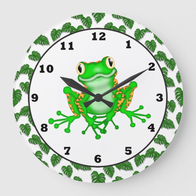 Grüne Froschwelle Große Wanduhr (Vorderseite)