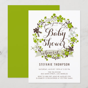 Grüne Frühlingsblütendusche Einladung