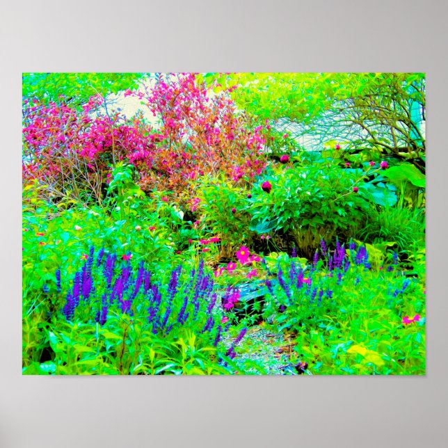 Grüne Frühlingsgärtnerei mit Peongs Poster (Vorne)