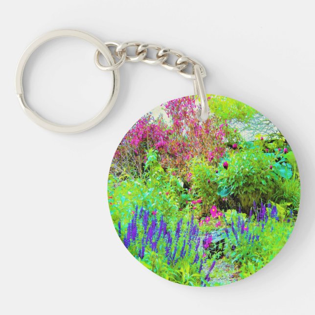 Grüne Frühlingsgärtnerei mit Peongs Schlüsselanhänger (Vorderseite)