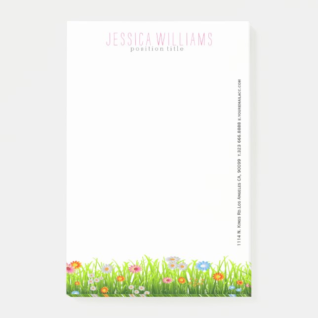 Grüne Frühlingsgras und farbenfrohe Blume Post-it Klebezettel (Vorderseite)