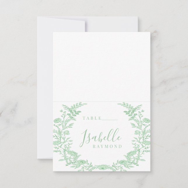 Grüne Frühlingstoiles Blume Hochzeit Platzkarten (Vorderseite)
