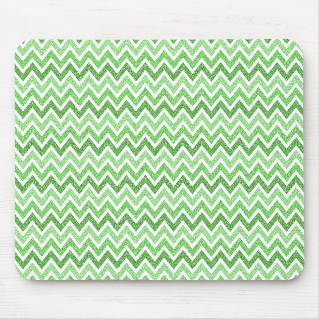 grüne Funkeln und Glitter Chevron-Muster Mauspad (Vorne)