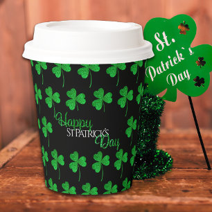 Grüne Funkelnd Kleeblätter Happy St Patrick's Day Pappbecher