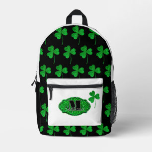 Grüne Funkelnd Kleeblätter Mit Monogramm St Patric Bedruckter Rucksack