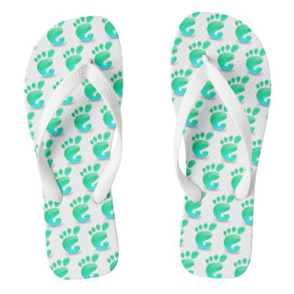 Grüne Fußabdruck-Muster-Strand-Schlappen Flip Flops